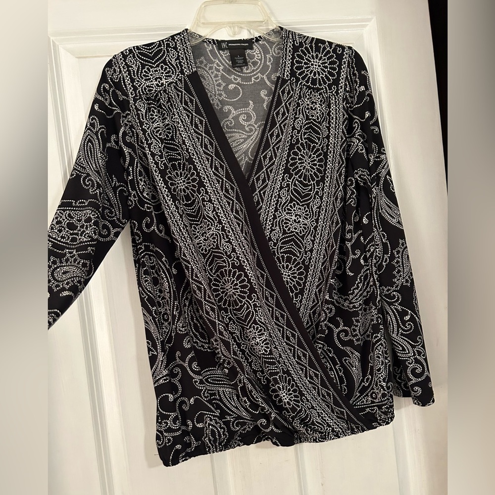 INC black and white blouse